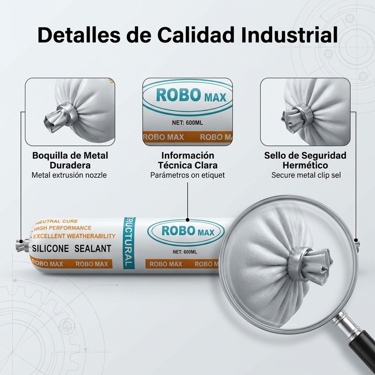 GENERICO - Sellador de Silicona Estructural Transparente ROBO MAX 600ML-1PCS