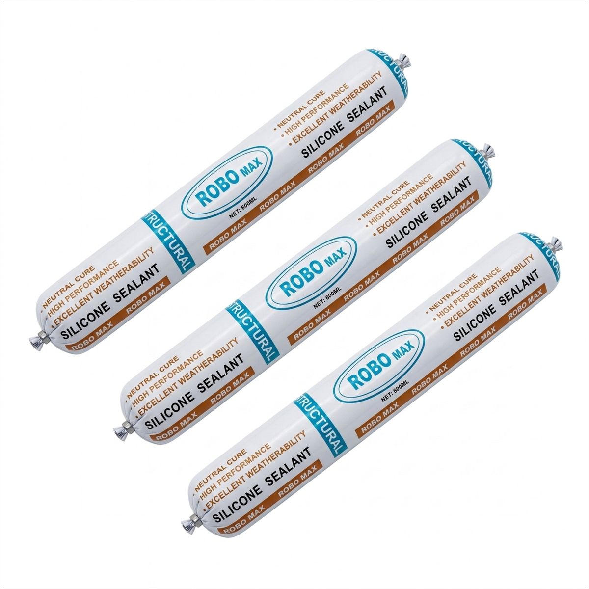 GENERICO - Sellador de Silicona Estructural Blanco ROBO MAX 600ML-3PCS