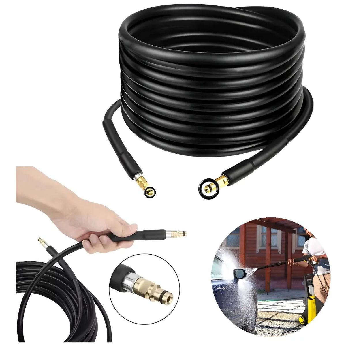 GENERICO - Manguera De Lavado A Presión Para Karcher K2 K3 K4 K5 K6 K7, 15 M Negro