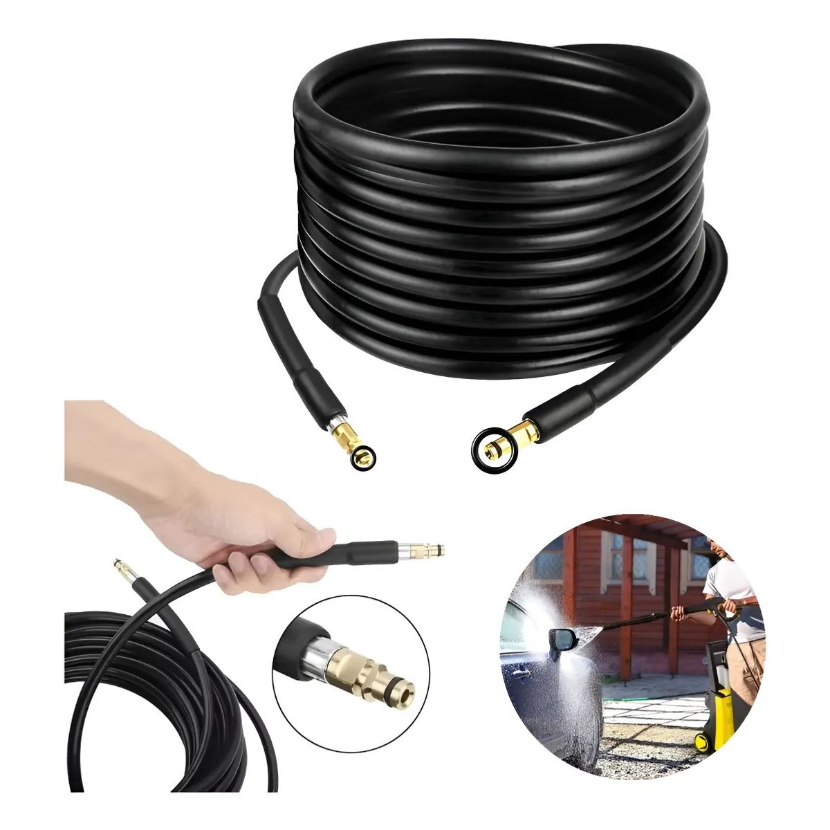 GENERICO - Manguera De Lavado A Presión Para Karcher K2 K3 K4 K5 K6 K7, 15 M Negro