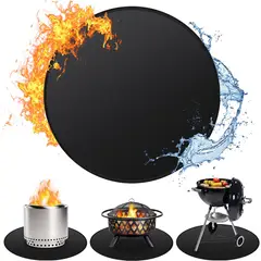 KUANGYE - Alfombrilla Ignífuga Redonda 91cm para Fogata y Barbacoa Doble Cara Reutilizable