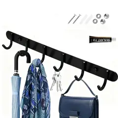 EINICIO - Perchero Resistente Con 6 Ganchos De Acero Inoxidable-Negro