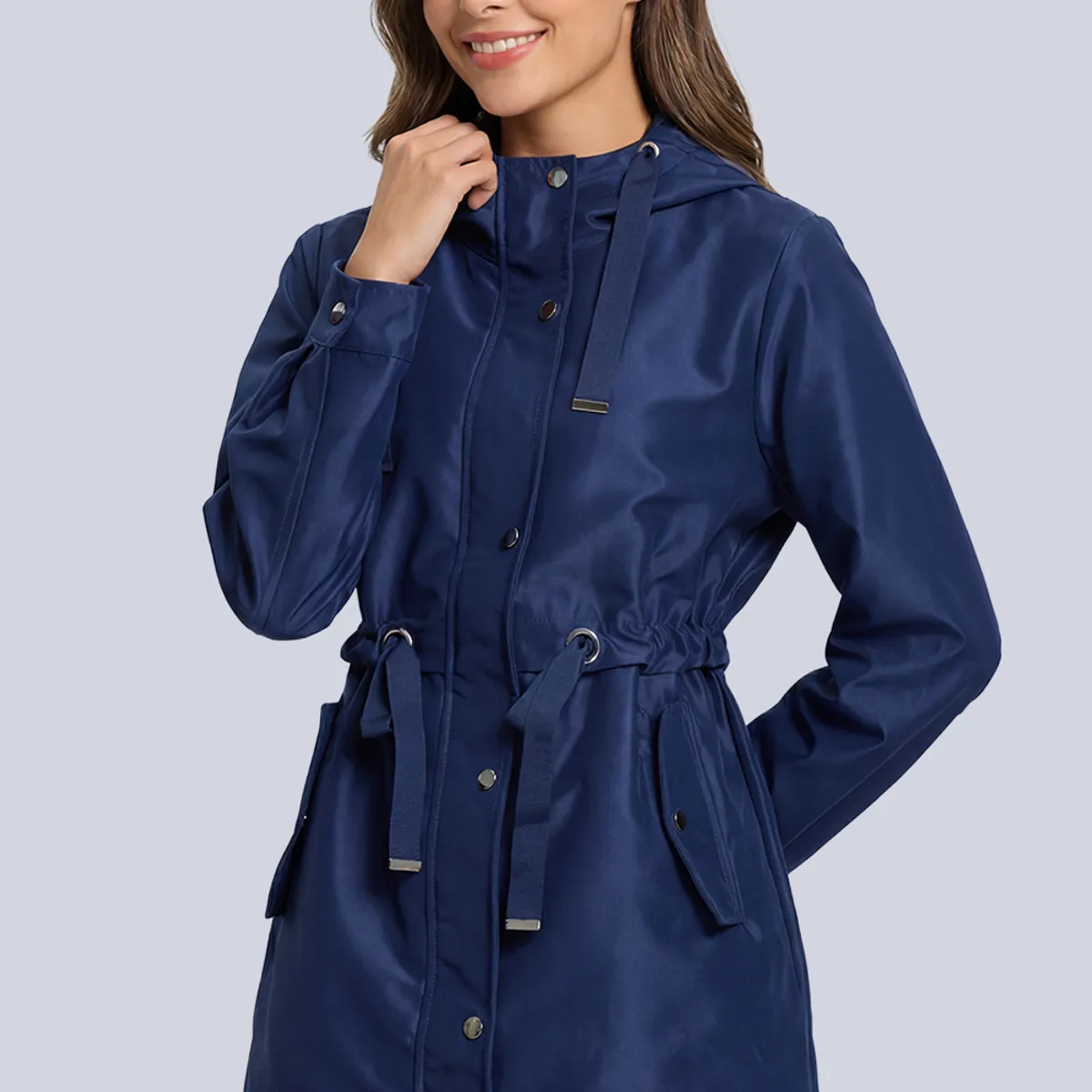 EASTONE - Chaqueta Mujer Impermeable Larga Elegante