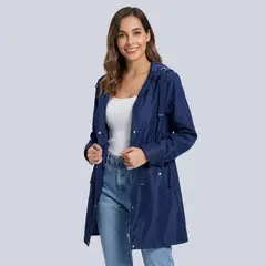 EASTONE - Chaqueta Mujer Impermeable Larga Elegante