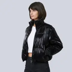 EASTONE - Chaqueta Mujer Acolchada Brillante Corta