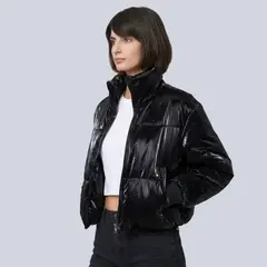 EASTONE - Chaqueta Mujer Acolchada Brillante Corta
