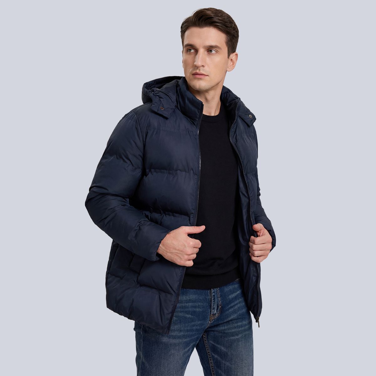 EASTONE - Parka Hombre Invierno Acolchada con Capucha