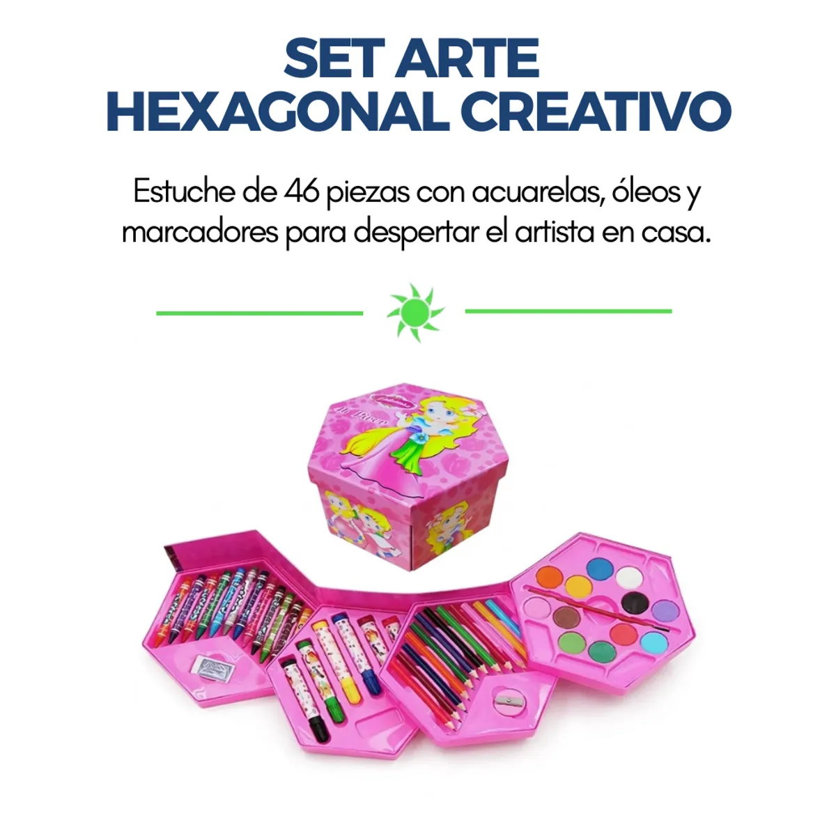 GENERICO - Set de Arte Creativo Hexagonal de 46 Piezas
