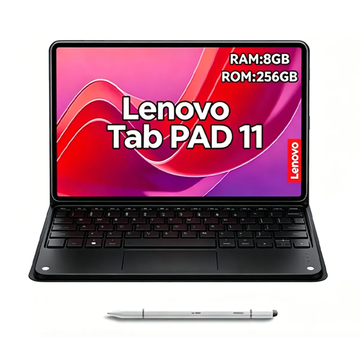 LENOVO - Tablet Lenovo Pad 11 2025 8+256GB 11" WIFI 2.5K-Gris+Teclado Negro+Lápiz táctil