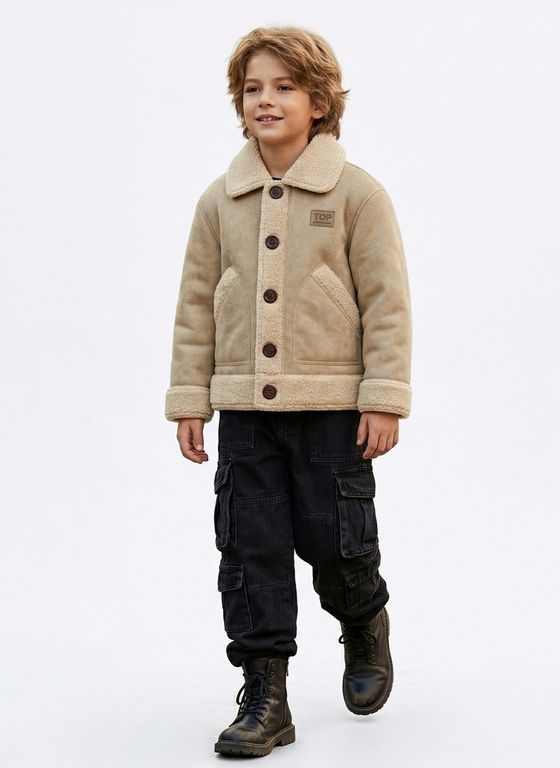 Chaqueta Nino Chiporro Invierno Termica Abrigada Polar Gruesa Beige 4