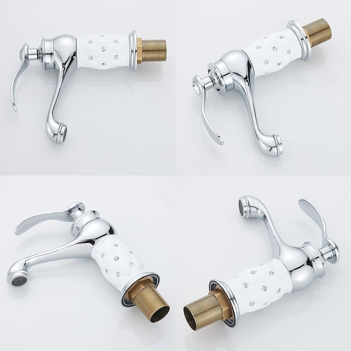 PUREPOWER - Grifo para Baño Lavabo ,Grifo de Cerámica de Latón Antiguo Agua FríaCaliente para Baño y Lavabo