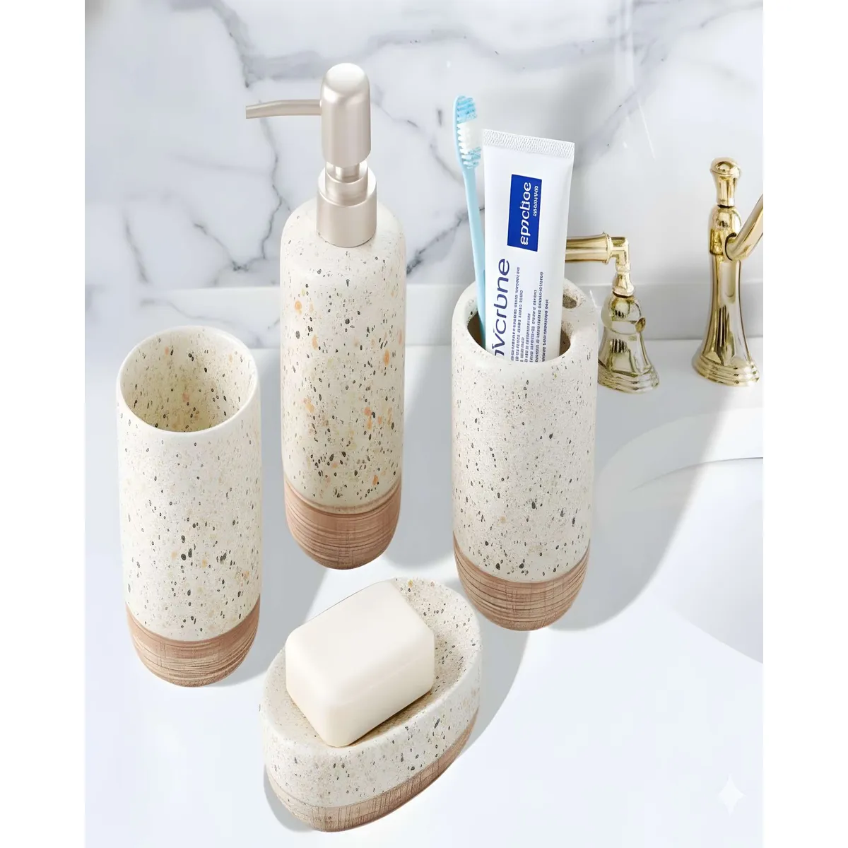 GENERICO - Set Accesorios de Baño 4 Piezas Diseño Moderno Minimalista Premium
