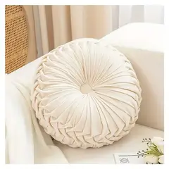 GENERICO - Cojín Decorativo Redondo bordado color beige