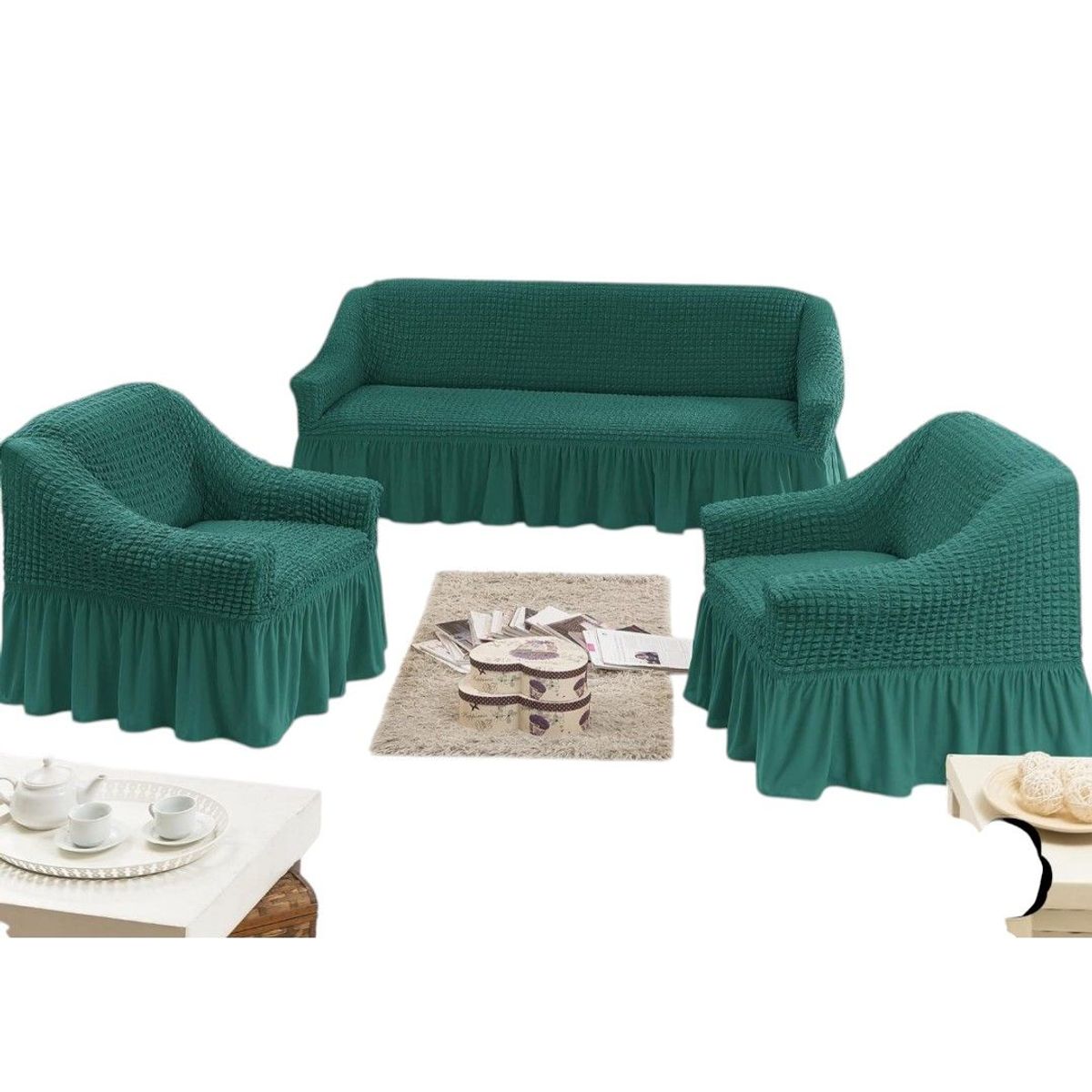 GENERICO - Fundas Para Cubre sillones Turco Juego Completo 3+1+1 Calipso