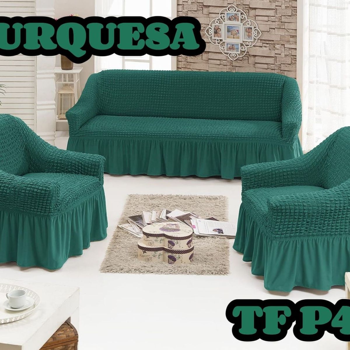 GENERICO - Fundas Para Cubre sillones Turco Juego Completo 3+1+1 Calipso