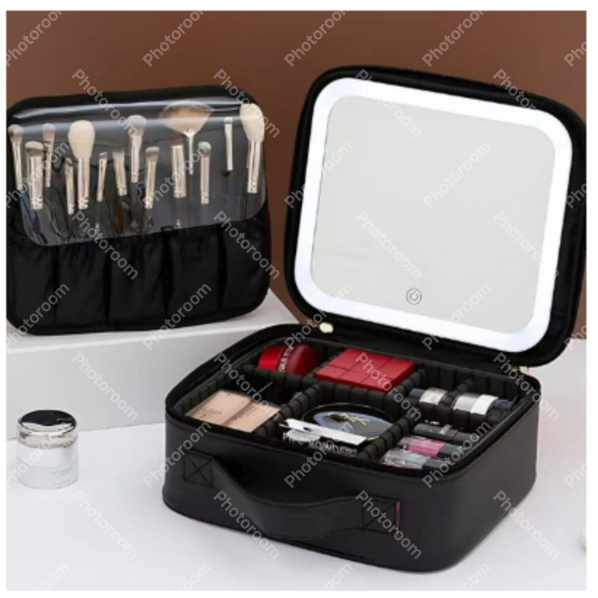 ANGELES DEL HOGAR - MALETIN PORTA COSMETICOS C ESPEJO LUZ LED ESTUCHE