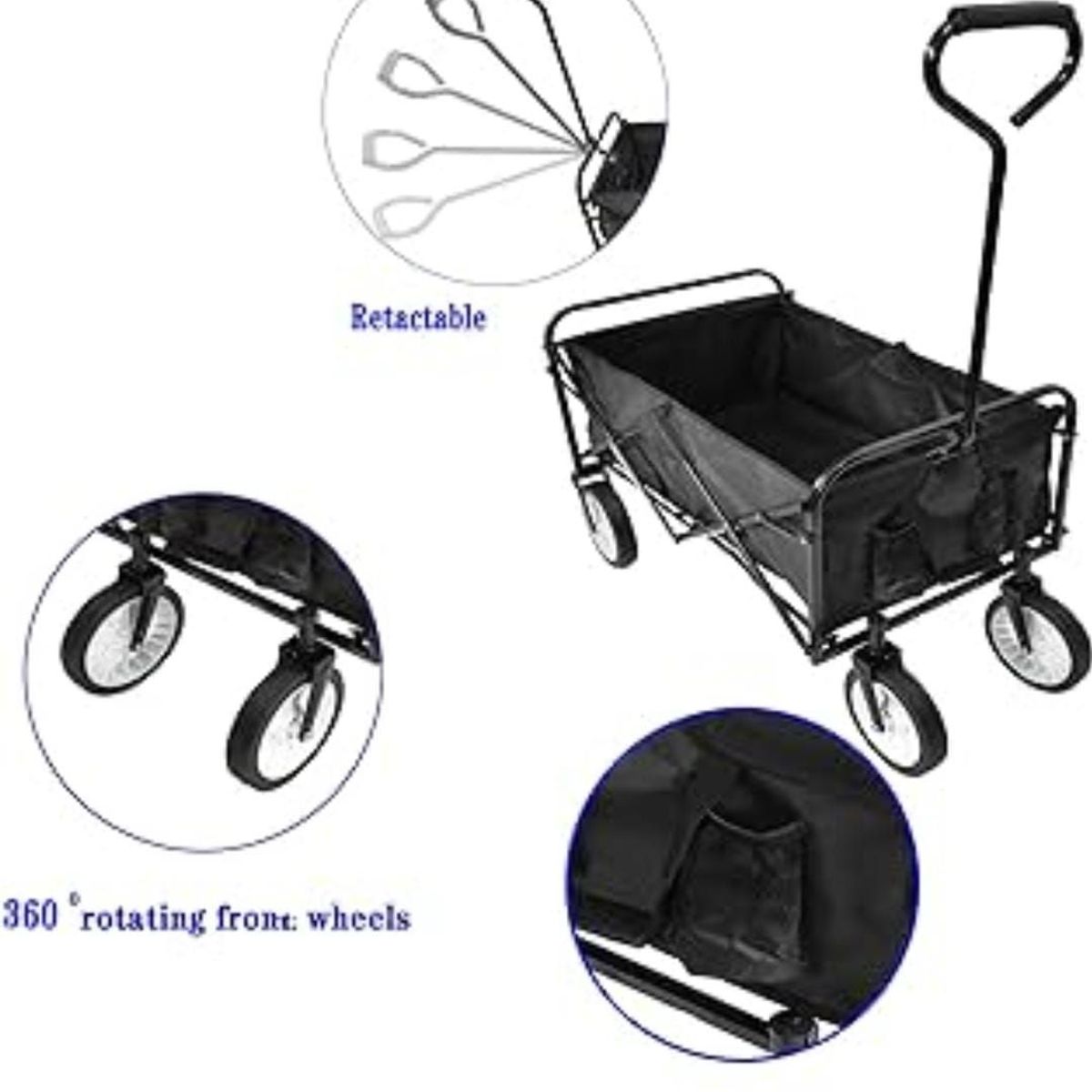 ANGELES DEL HOGAR - Carrito Para Compras Plegable Ideal Para El Camping Pro Max Color Negro