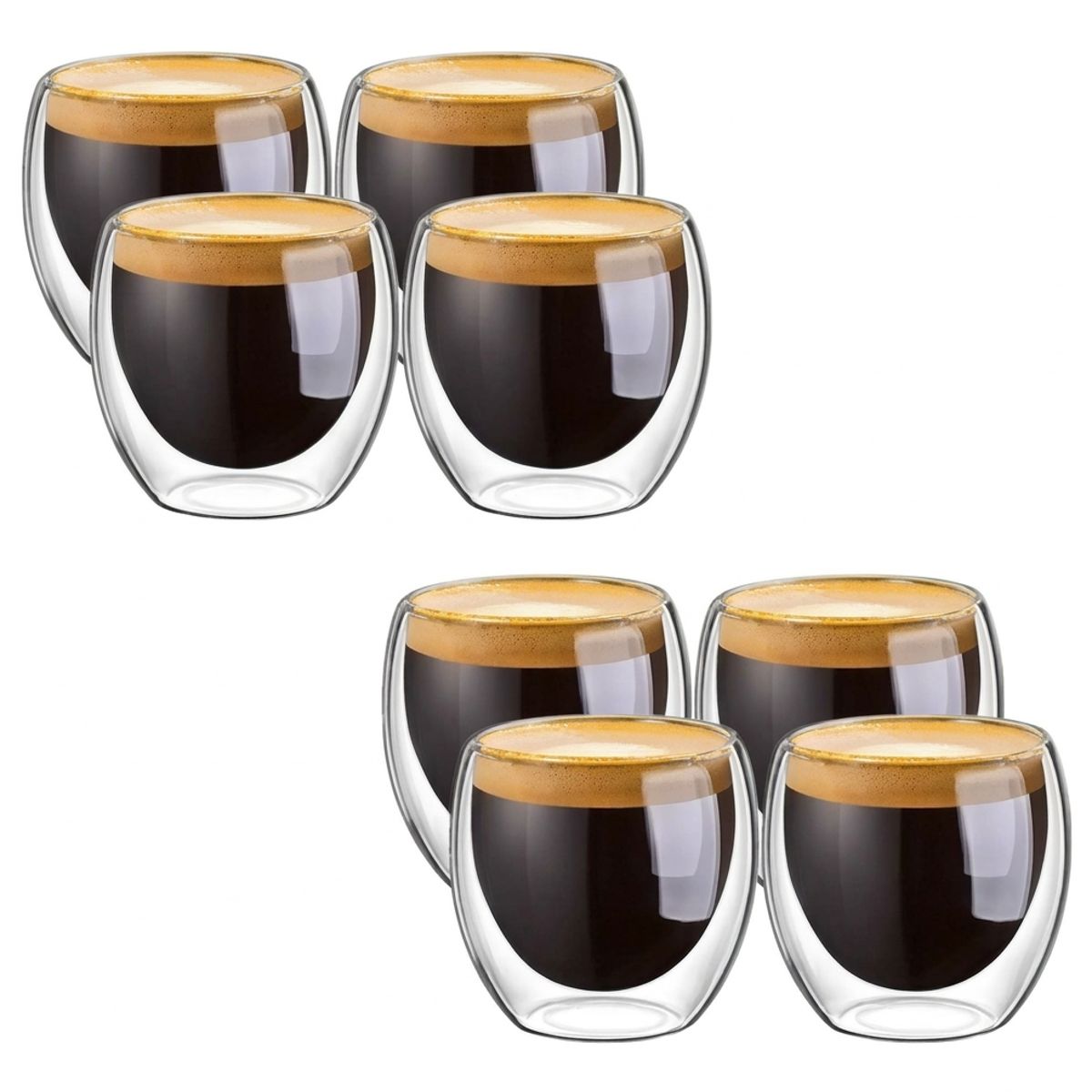 GENERICO - Pack 8 Tazas Espresso Doble Pared 250ml Frio, Caliente