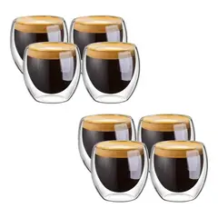 GENERICO - Pack 8 Tazas Espresso Doble Pared 250ml Frio, Caliente