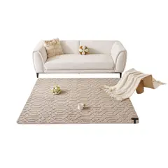 ANGELES DEL HOGAR - ALFOMBRA JACQUARD DE ALGODON 160X200CM CAQUI TF03