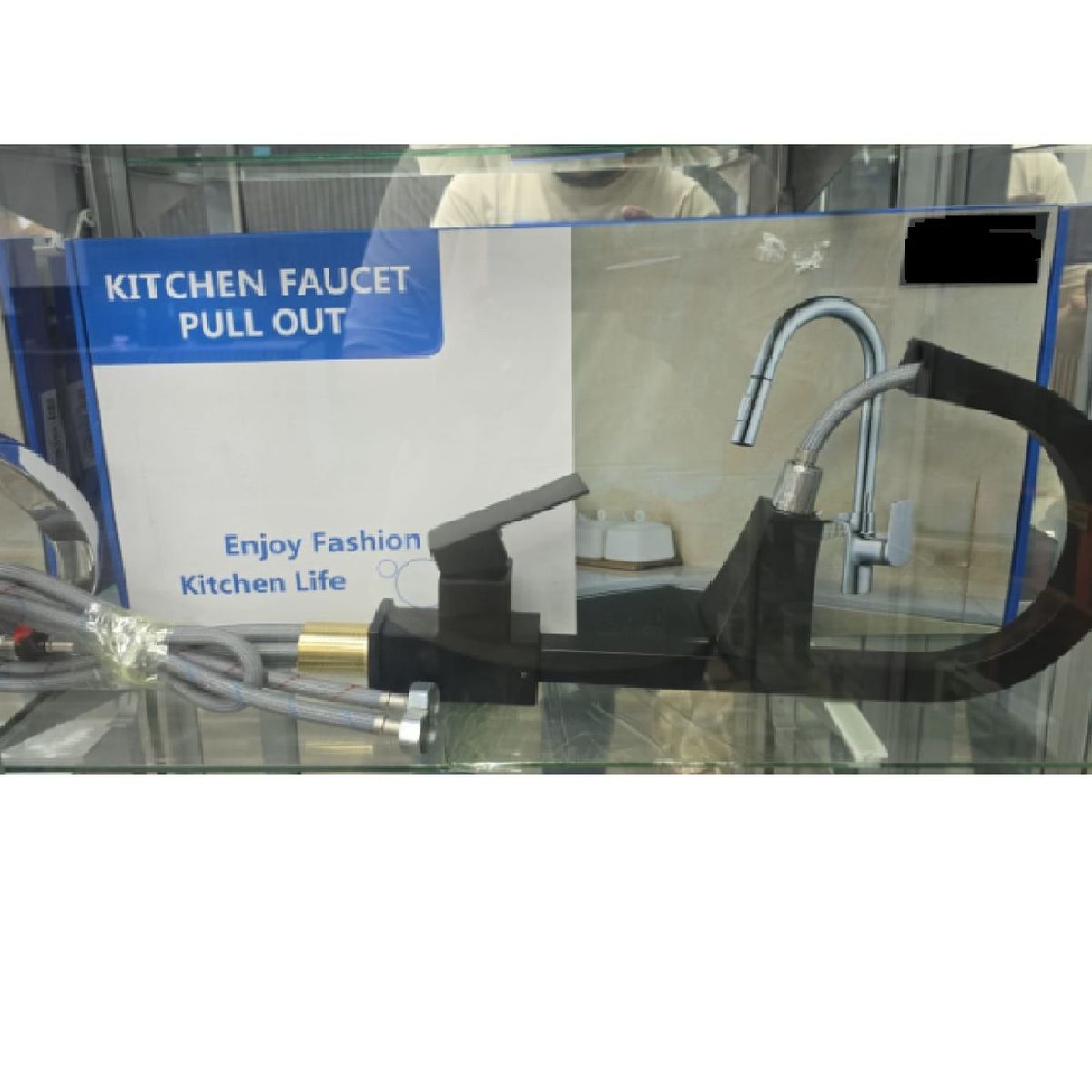 ANGELES DEL HOGAR - Grifo o Llave de fregadero o Lavaplatos de cocina con rociador negro