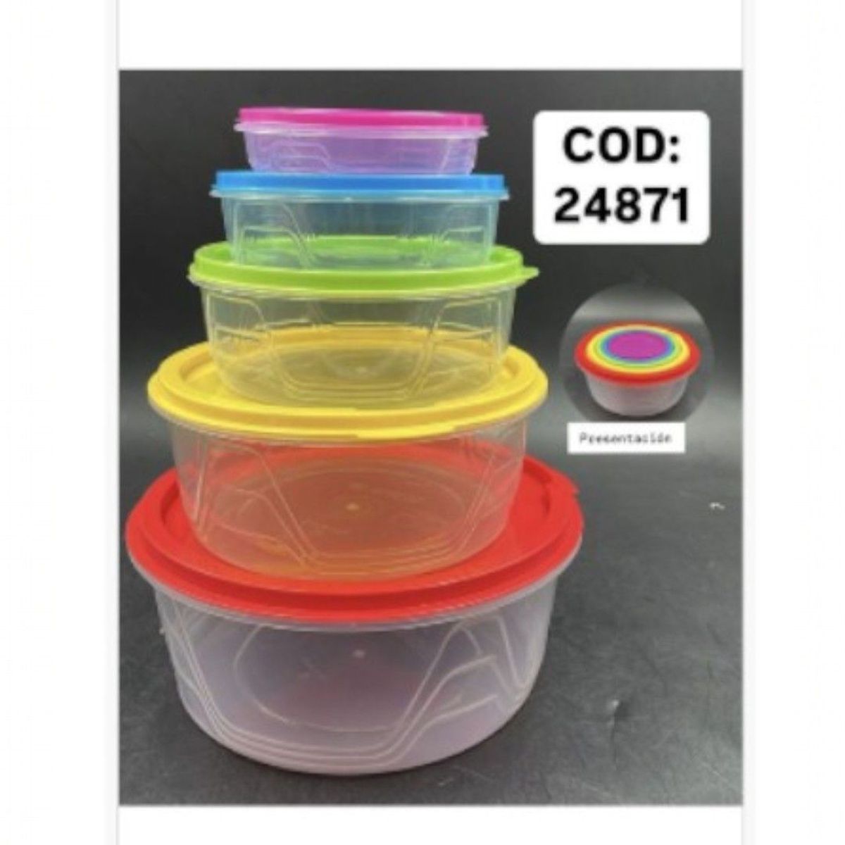 ANGELES DEL HOGAR - 5 Contenedores Hermeticos Redondo Taper Pote Plastico