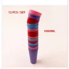 ANGELES DEL HOGAR - Kit de 12 vasos de plástico de colores de 1000 ml