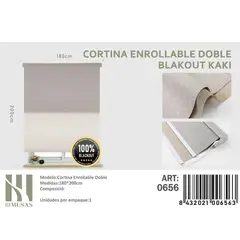 GENERICO - Cortina Enrollable Doble Blackout  jaspeada 180x200 cm color kaki