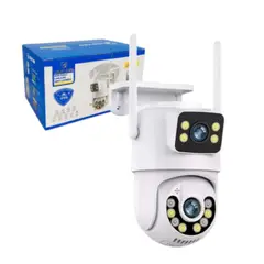ANGELES DEL HOGAR - Camara De Seguridad WiFi Doble Lente HD VN IP66 Blanca