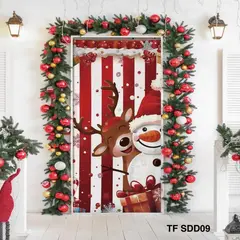 ANGELES DEL HOGAR - FUNDA PARA PUERTA NAVIDEÑA DECORATIVAS 90X210CM