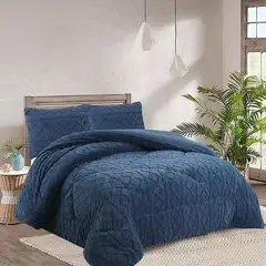 ANGELES DEL HOGAR - COBERTOR DE INVIERNO TRENZADO  PLAZA Y MEDIA AZUL