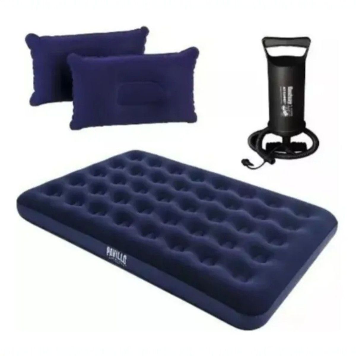 ANGELES DEL HOGAR - Colchón Inflable Doble 2 Plazas + Inflador Y Almohadas