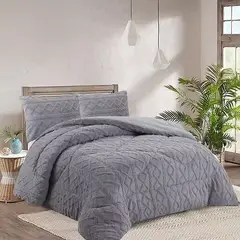 ANGELES DEL HOGAR - COBERTOR DE INVIERNO TRENZADO  PLAZA Y MEDIA GRIS