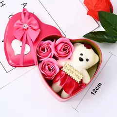ANGELES DEL HOGAR - Corazón De Regalo Con Osito Rosas Regalo Dia De Amor
