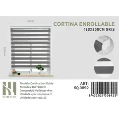 GENERICO - Cortina Roller Duo Lisa 160 x200 Cm color gris