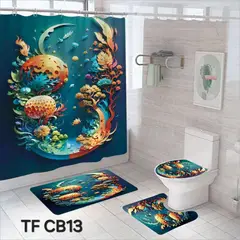 GENERICO - Set de baño 4 piezas con cortina impermeable