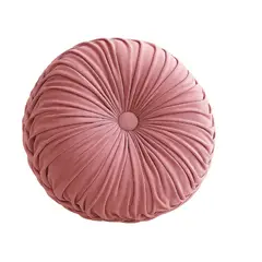 GENERICO - Cojín Decorativo Redondo bordado color rosado