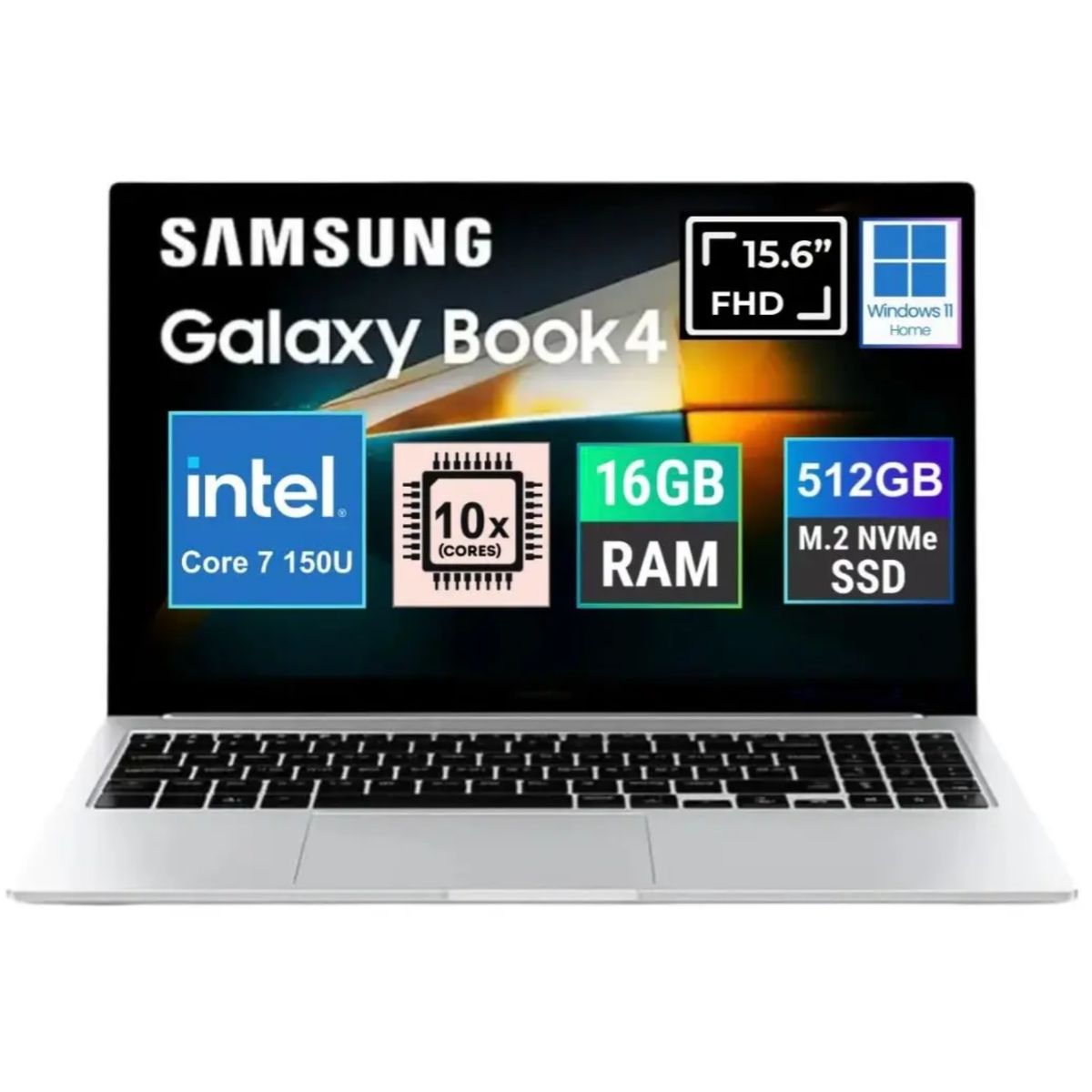 SAMSUNG - Laptop Samsung NEW Galaxy Book4 2025 15.6 FULL HD INTEL Core7 150u Ssd 512GB 16GB LECTOR HUELLA
