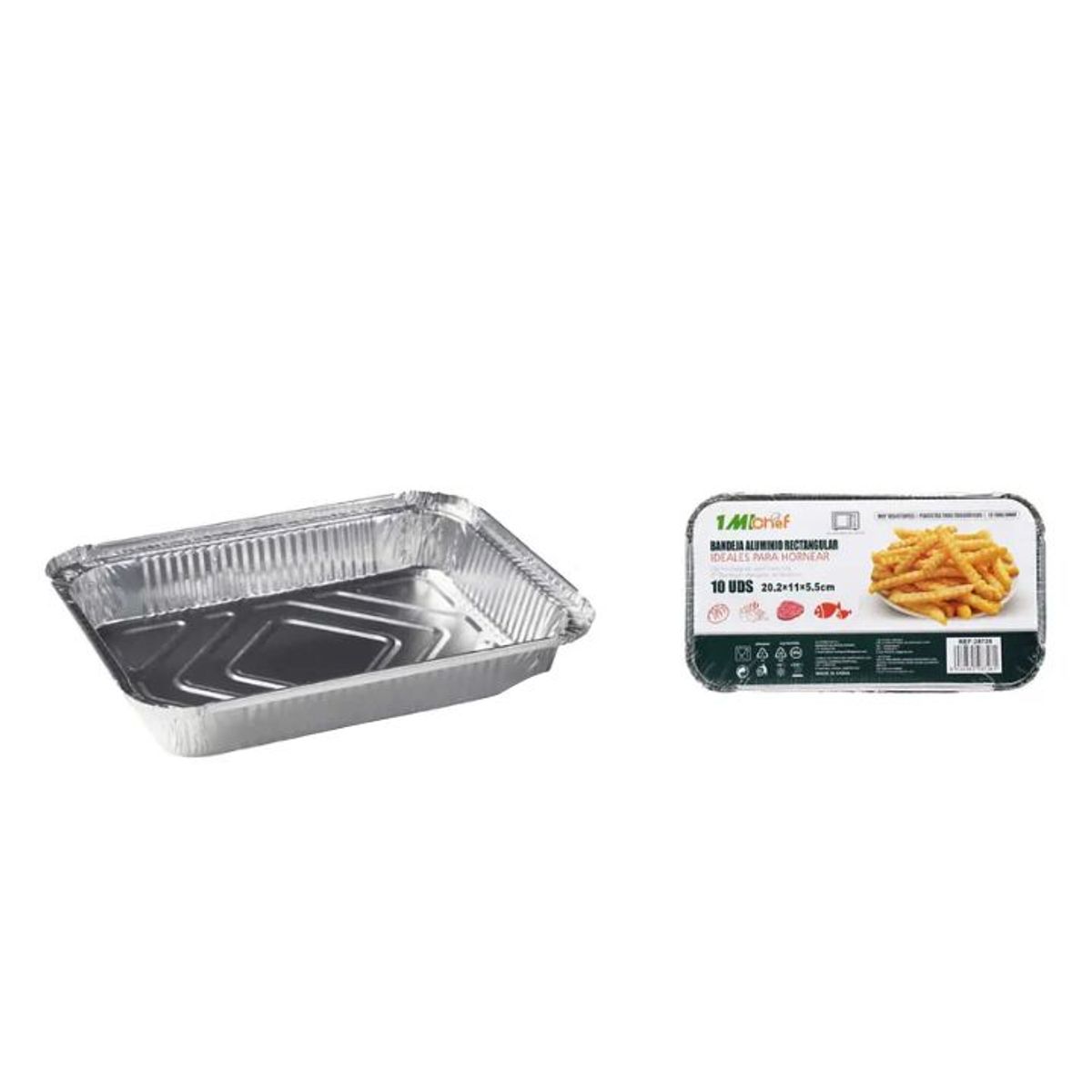 GENERICO - BANDEJA ALUMINIO RECTANGULAR 20.2X15.54.8CM 10PCS