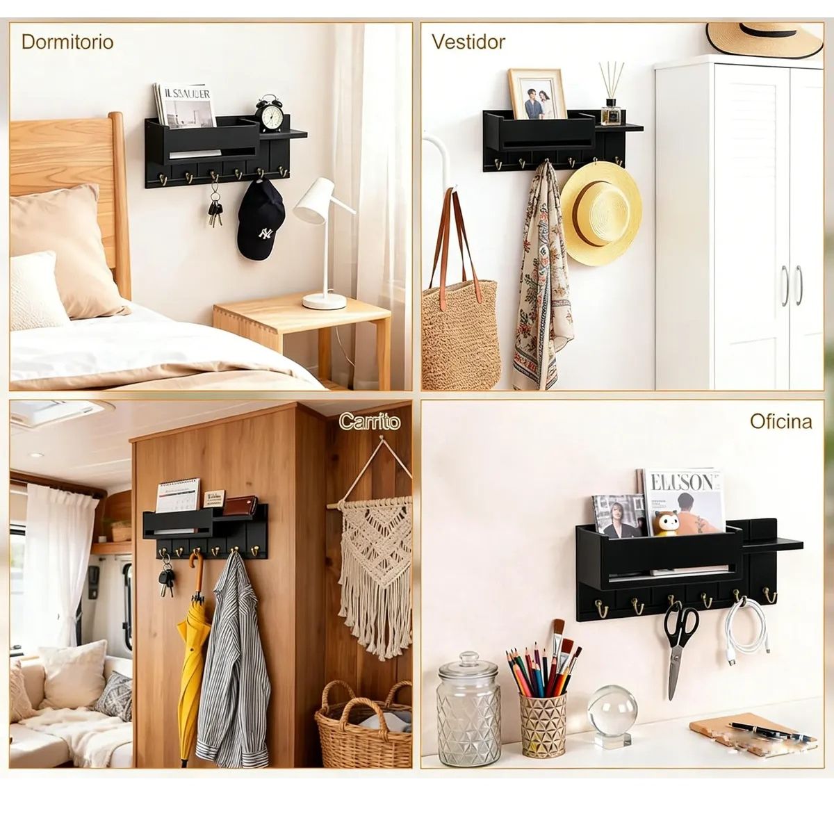 GENERICO - Organizador Perchero Repisa Moderno De Pared Labg
