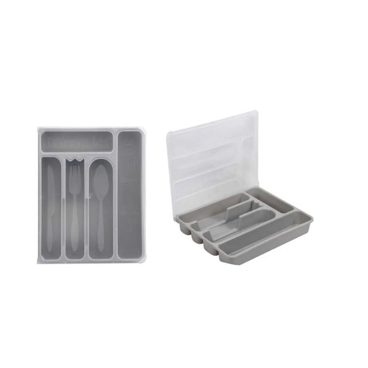 GENERICO - ORGANIZADOR PARA UTENCILIOS DE COCINA COLOR GRIS CON TAPA 30x24.5x4.5cm