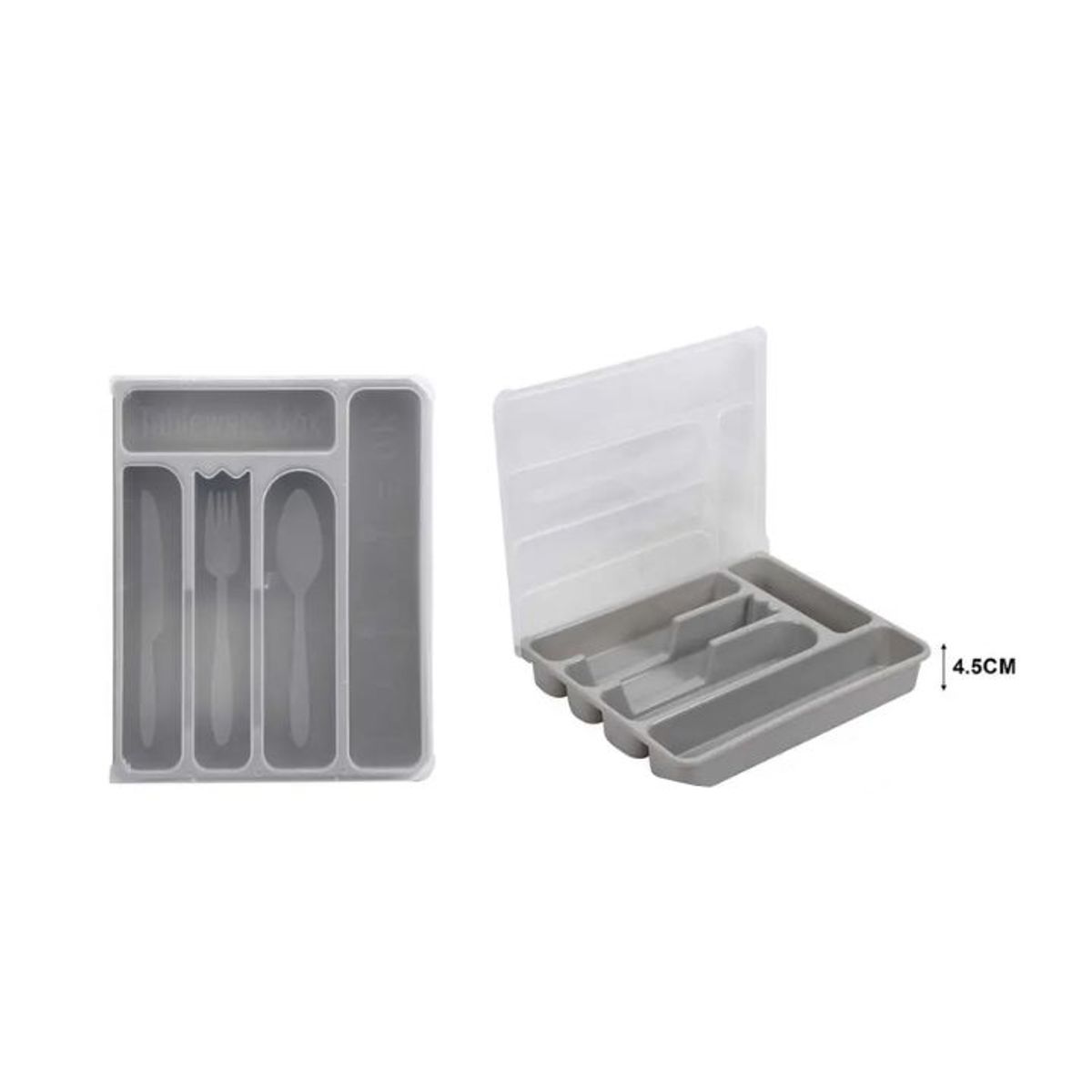 GENERICO - ORGANIZADOR PARA UTENCILIOS DE COCINA COLOR GRIS CON TAPA 30x24.5x4.5cm