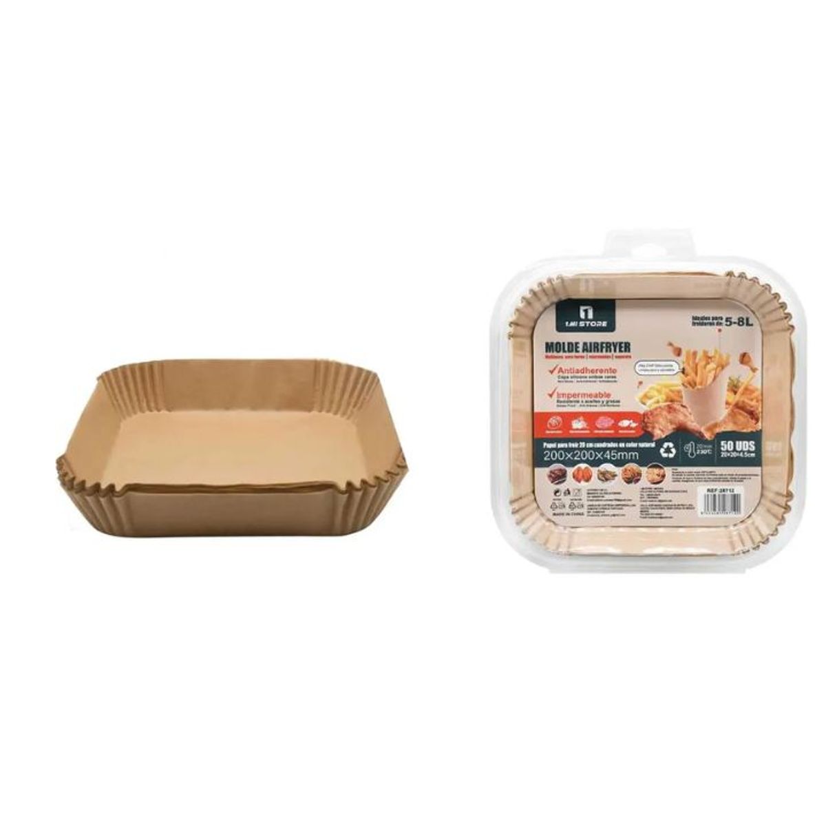 GENERICO - PAPEL PARA FREIDORA DE AIRE 20x4.5CM CUADRADO 50PCS 5-8L