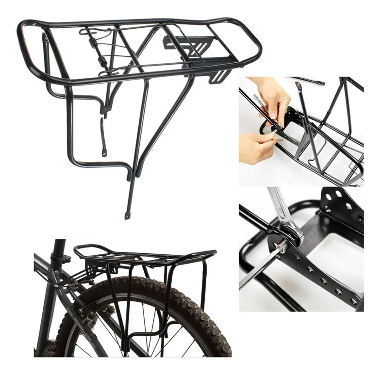 GENERICO - Parrilla Bicicleta Aluminio Freno Disco Y Vbrake Negro