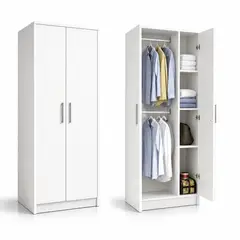 ACTUAL - Clóset Armario Organizador De Ropa 2 Puertas 180x80x50 cm Con Doble Barra Y Repisas Blanco