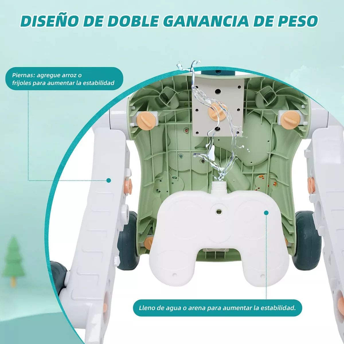 EVERSO - Andadera Musical Con Tablero De Juegos Portátil 6 En 1 Verde