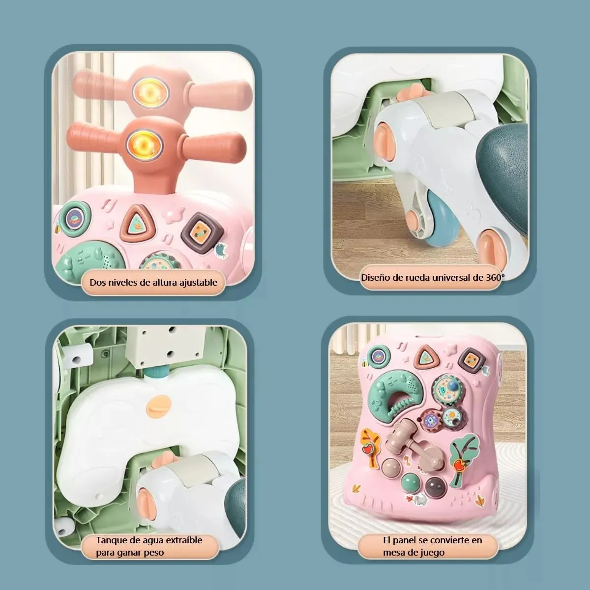 EVERSO - Andaderas Para Niños Bebés Plegable Portátil 6 En 1 Verde