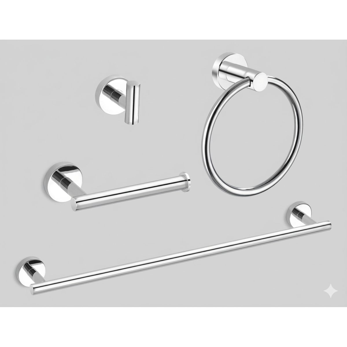 GENERICO - Set de 4 Accesorios de Baño Acero Inoxidable