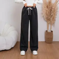 AGW - Pantalón Buzo Térmico Palazzo Algodón Forrado En Polar Tiro Alto