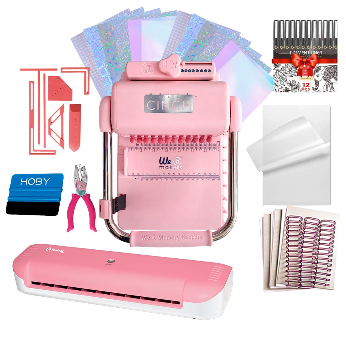 CINCH - Kit Encuadernación Profesional We R Makers Cinch Pink + Laminadora + Insumos